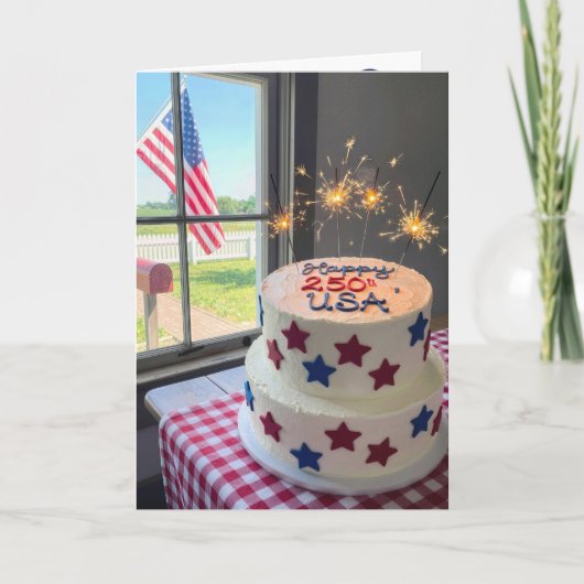 アメリカ250歳の誕生日ケーキ カード (正面)