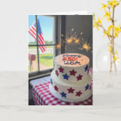 アメリカ250歳の誕生日ケーキ カード (黄色い花)