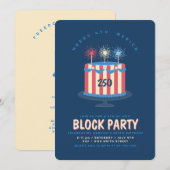 アメリカ250歳の誕生日ケーキ ネイバーhoodブロックパーティー 招待状 (正面/裏面)
