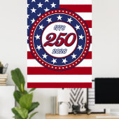 アメリカ250歳の誕生日 アメリカ国旗 ポスター (ホームオフィス)