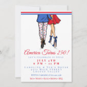 アメリカ250歳の誕生日 プレッピーな愛国カップル 招待状 (正面)