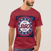 アメリカ250歳の誕生日 1776-2026 赤白青の花火 Tシャツ (正面)