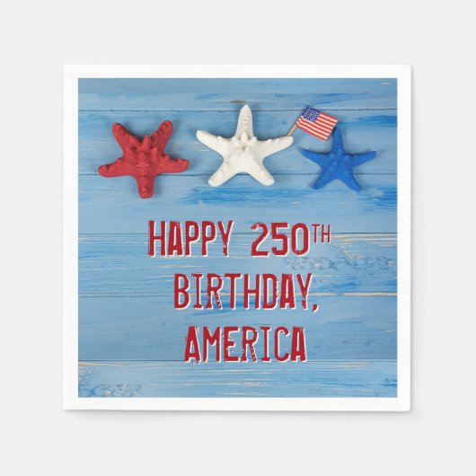 アメリカ250誕生日ヒトデ スタンダードカクテルナプキン (正面)