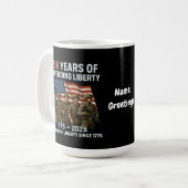 アメリカ250誕生日米国国旗の軍隊パレード コーヒーマグカップ (正面左)
