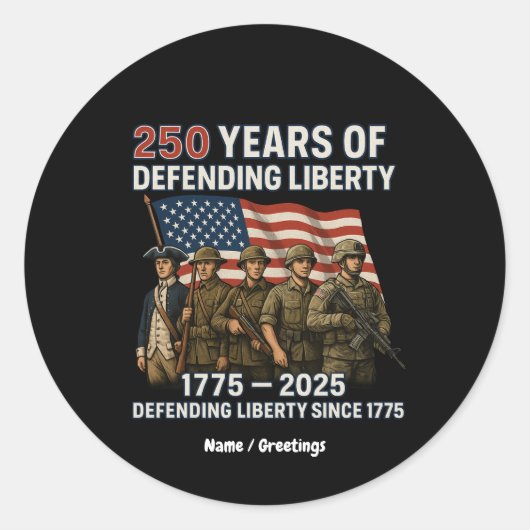 アメリカ250誕生日米国国旗の軍隊パレード ラウンドシール (正面)