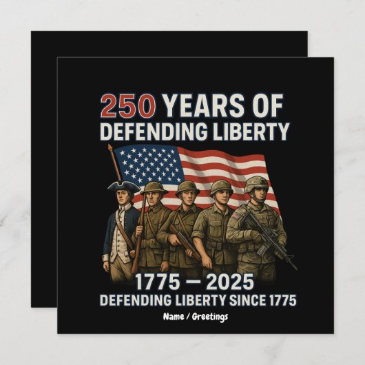 アメリカ250誕生日米国国旗の軍隊パレード 招待状 (正面/裏面)