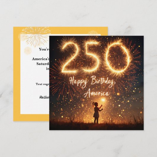 アメリカ250誕生日BBQ 招待状 (正面/裏面)