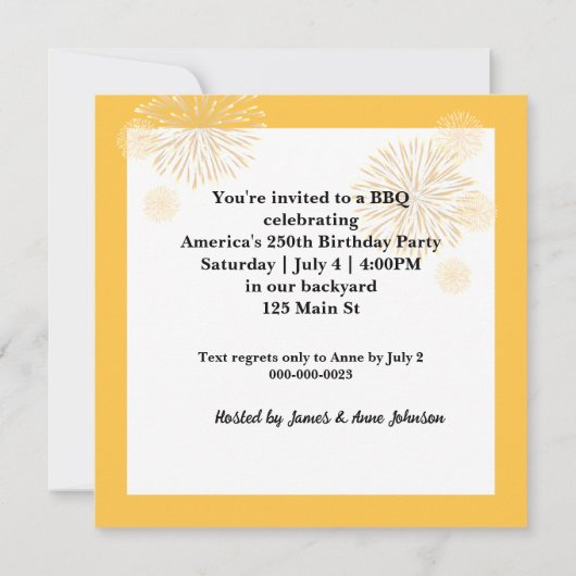 アメリカ250誕生日BBQ 招待状 (裏面)
