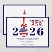 アメリカ250青い愛国的なクリスマススポンサー・ドナー シーズンカード (正面/裏面)