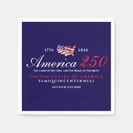 アメリカ250 自由の国 アメリカの勇気 愛国 ブルー スタンダードカクテルナプキン