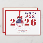 アメリカ250 赤い愛国的なクリスマス スポンサー ドナー シーズンカード (正面/裏面)