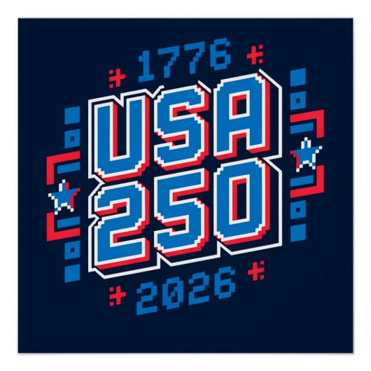アメリカ250 – 1776から2026 ピクセルアート ポスター (正面)