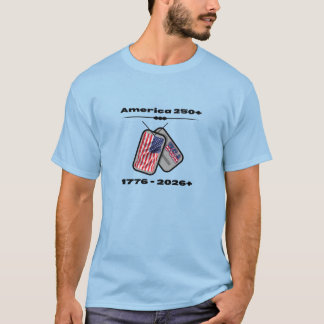 アメリカ250 + | 1776 - 2026 + | ドッグタグ | USA Tシャツ