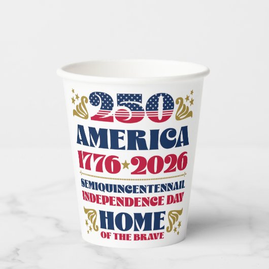 アメリカ250th独立記念日紙カップ 紙コップ (正面)