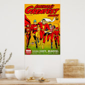 アメリカ39s最高の漫画no1ゴールデンエイジFawcettヒーロー ポスター (キッチン)