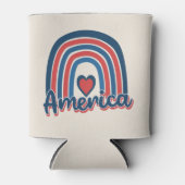 アメリカ4th of 7月お祝いレインボーUSA 缶クーラー (正面)