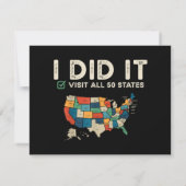 アメリカ50州すべてを旅した - アメリカ地図 旅行 - 訪問 セーブザデート (裏面)