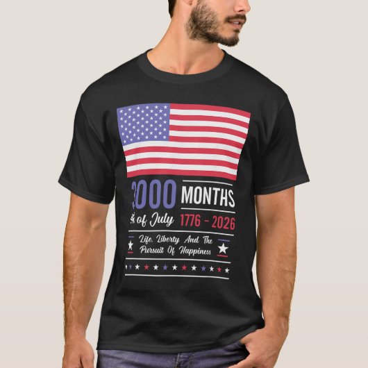 アメリカ アニバーサリー 米国 3000ヶ月 250周年 7月 Tシャツ (正面)
