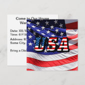 アメリカ - アメリカ国旗 招待状 (正面/裏面)