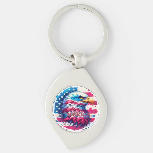 アメリカ – アメリカ愛国的なアメリカデザイン2017年7月4日 キーホルダー (正面)