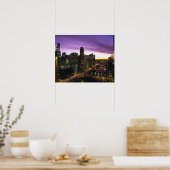 アメリカ、アメリカ、シカゴ。シカゴのスカイラインと川 ポスター (キッチン)