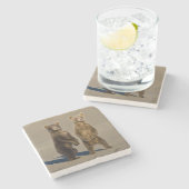 アメリカ。アラスカ州.沿岸性褐色熊の子牛 ストーンコースター (横)