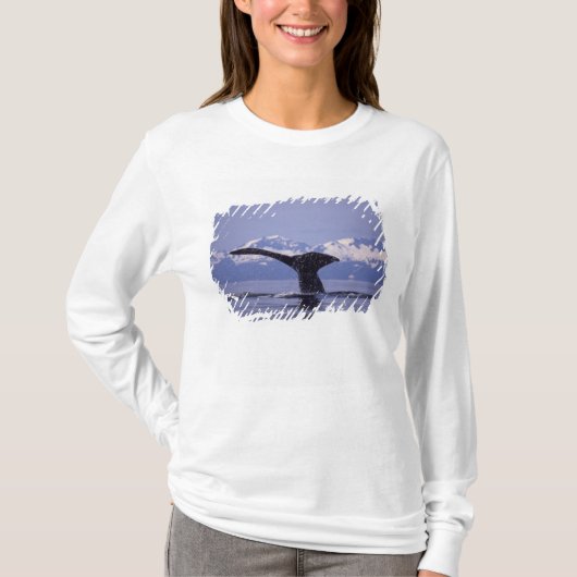 アメリカ、アラスカ、インサイド・パッセージHumpback whale Tシャツ (正面)