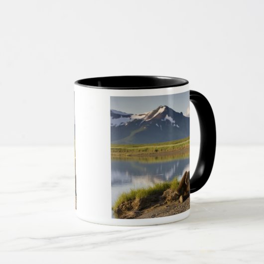 アメリカ、アラスカ、カトマイ国立公園、ブラウンベア マグカップ (正面右)