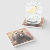 アメリカ、アラスカ、デナリNPメスGrizzly Bear ストーンコースター (横)