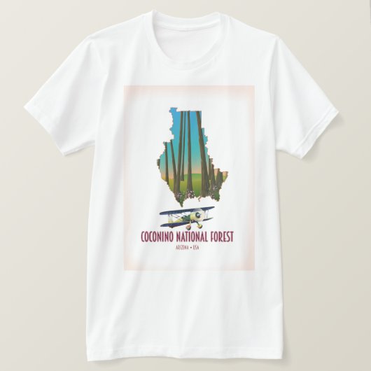 アメリカ アリゾナ州 ココニノ国有林 の地図 Tシャツ (デザイン正面)