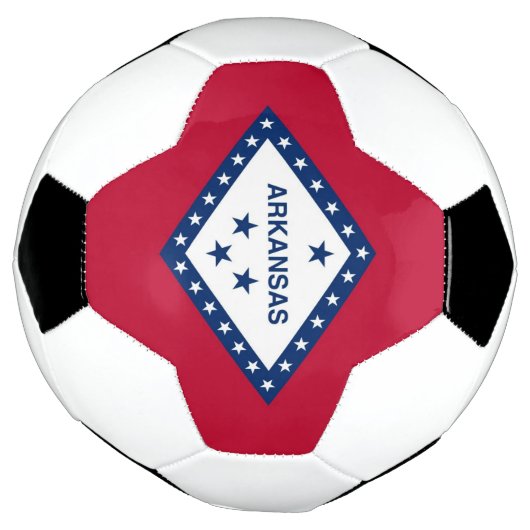 アメリカ・アーカンソー州旗を掲げた愛国的なサッカーボール サッカーボール (回転)