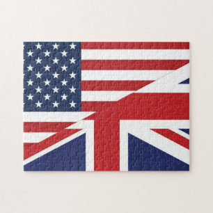 アメリカ-イギリスによって結合される旗 ジグソーパズル
