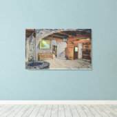 アメリカ、イギリス、およびフラグのフランスの表示 キャンバスプリント (インサイチュ (ウッドフロア))