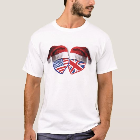 アメリカ – イギリス – サンタハット Tシャツ (正面)