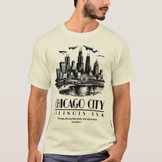 アメリカ イリノイ州 シカゴ市 Tシャツ (正面)