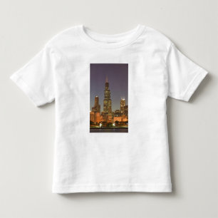 アメリカ イリノイ州 シカゴ：都市スカイライン／夕方 トドラーTシャツ