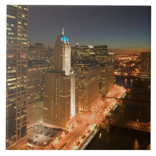 アメリカ、イリノイ、シカゴ：ループ：建物 タイル (正面)