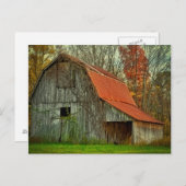 アメリカ、インディアナ州。農村風景、つる植物被覆納屋 ポストカード (正面/裏面)
