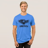 アメリカ、イーグルアメリカ国旗 トライブレンドTシャツ (正面全面)