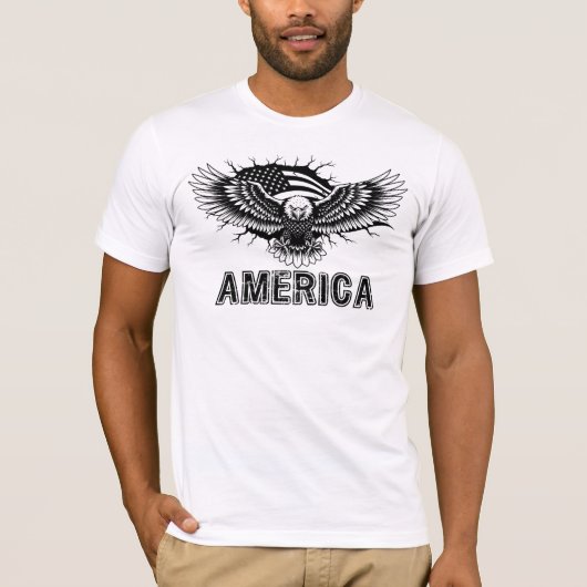 アメリカ、イーグルアメリカ国旗 Tシャツ (正面)