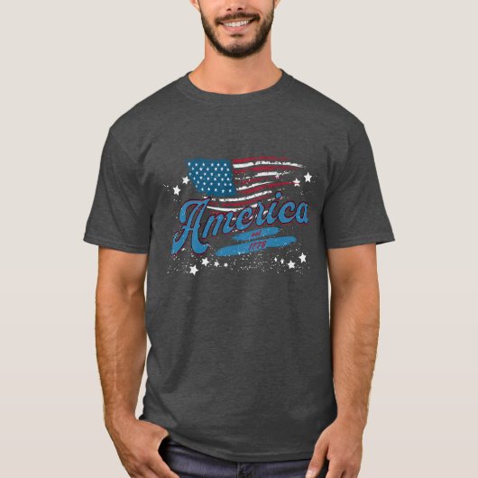 アメリカ・エスト。1776 -動揺して国旗と星 Tシャツ (正面)