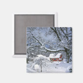 アメリカ、オレゴン、クラカマス郡。新雪 マグネット (正面/裏面)