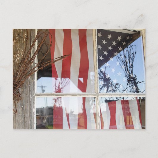 アメリカ、オレゴン、シャニコ。横のウィンドウにフラグを表示 ポストカード (正面)