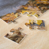 アメリカ、オレゴン、スウィートクリーク。カエデ落ちた葉 ジグソーパズル (側面)