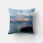 アメリカ、オレゴン、バンドンビーチ。岩上のカモメ クッション (裏面)