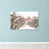 アメリカ、オレゴン、フッド・リバー。雪で覆われたリンゴ キャンバスプリント (インサイチュ (ウッドフロア))