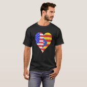 アメリカ カタルーニャ州の旗 ハート Tシャツ (正面フル)