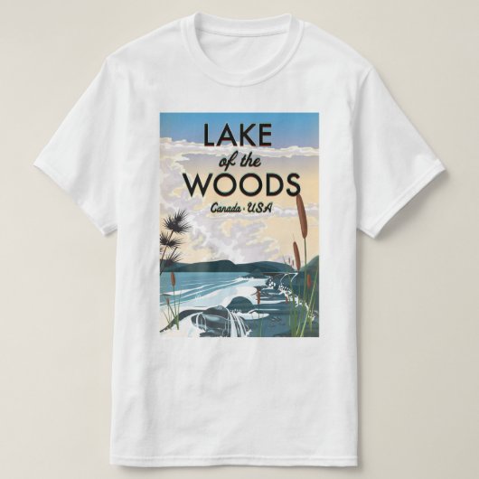 アメリカ カナダ ウッズ湖 Tシャツ (デザイン正面)