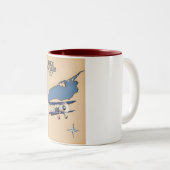 アメリカ カナダ オンタリオ湖の地図 ツートーンマグカップ (正面右)