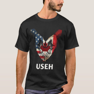 アメリカ カナダ ハート フラグ USA USEH 1 Tシャツ